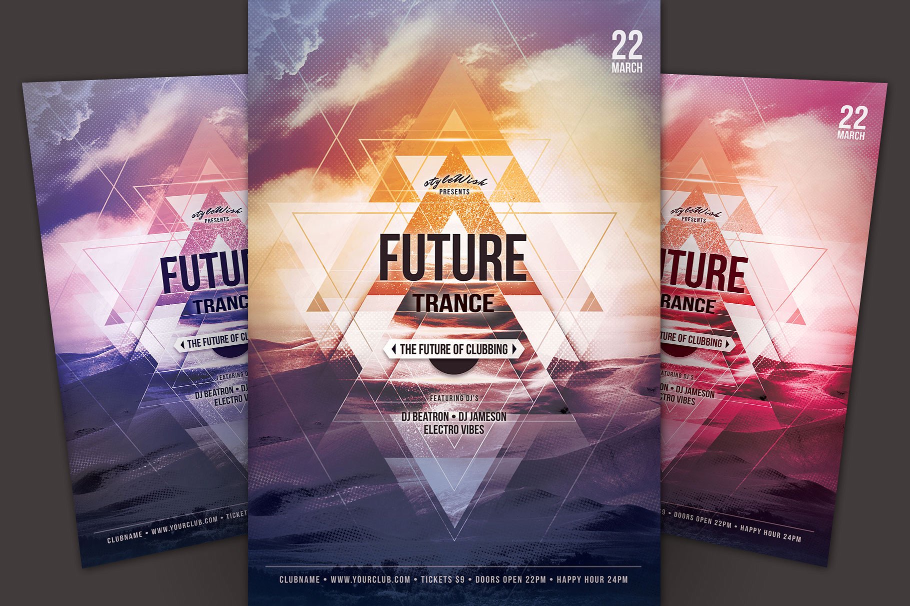 未来的恍惚传单海报模板 Future Trance Flye