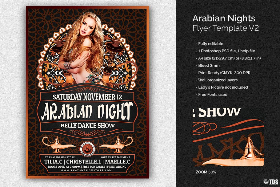 酒吧聚会海报模板 Arabian Nights Flyer
