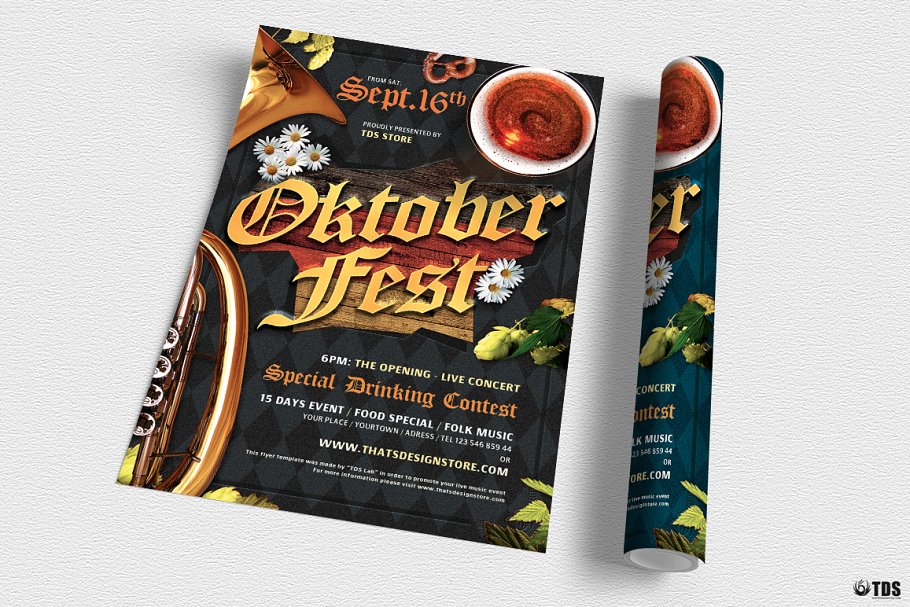 慕尼黑啤酒节传单海报模版 Oktoberfest Flyer