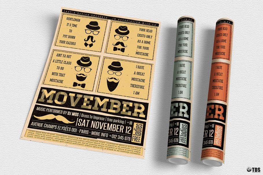 胡子主题的海报模版 Movember Flyer #1323