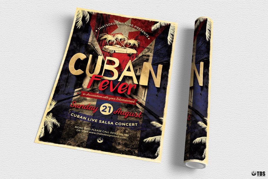 古巴发烧友活动海报模版 Cuban Fever Flyer