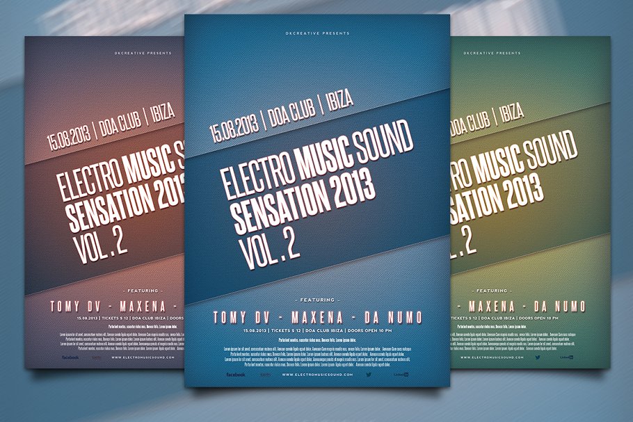 电子音乐海报设计模板 Electro Music Sensa