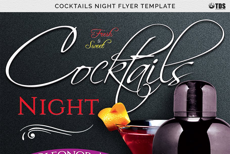 鸡尾酒之夜海报模版 Cocktails Night Flye
