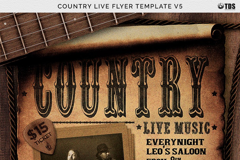 乡村音乐海报模板 Country Live Flyer #1