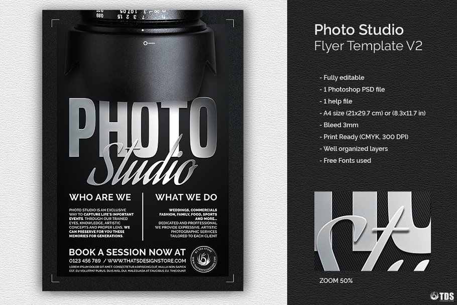 照片工作室海报模版PSD Photo Studio Flye