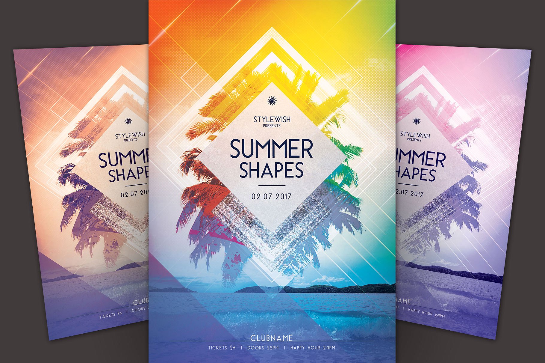 夏季活动海报传单模板 Summer Shapes Flyer