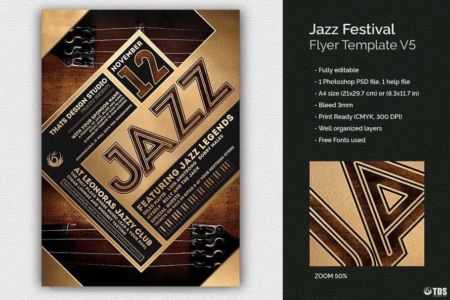爵士音乐会活动海报模板 Jazz Festival Flye