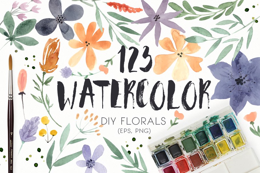 水彩DIY花卉素材 123 DIY Watercolor