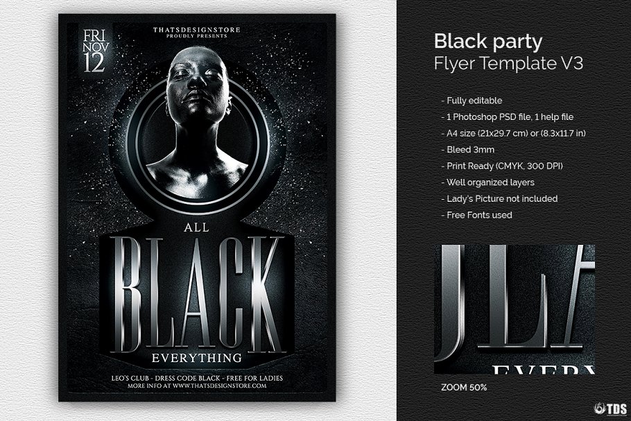 黑色主题海报模版 Black Party Flyer  #1