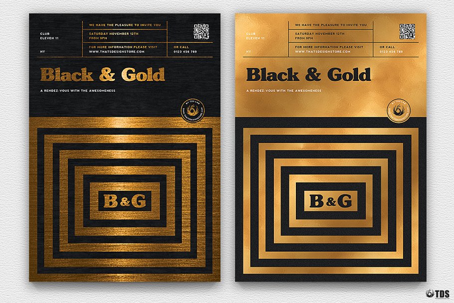 极简主义黑金海报模板 Minimal Black Gold