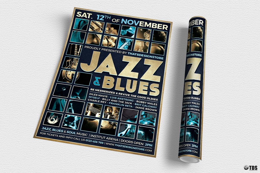 爵士和蓝调音乐海报模板 Jazz and Blues Fly