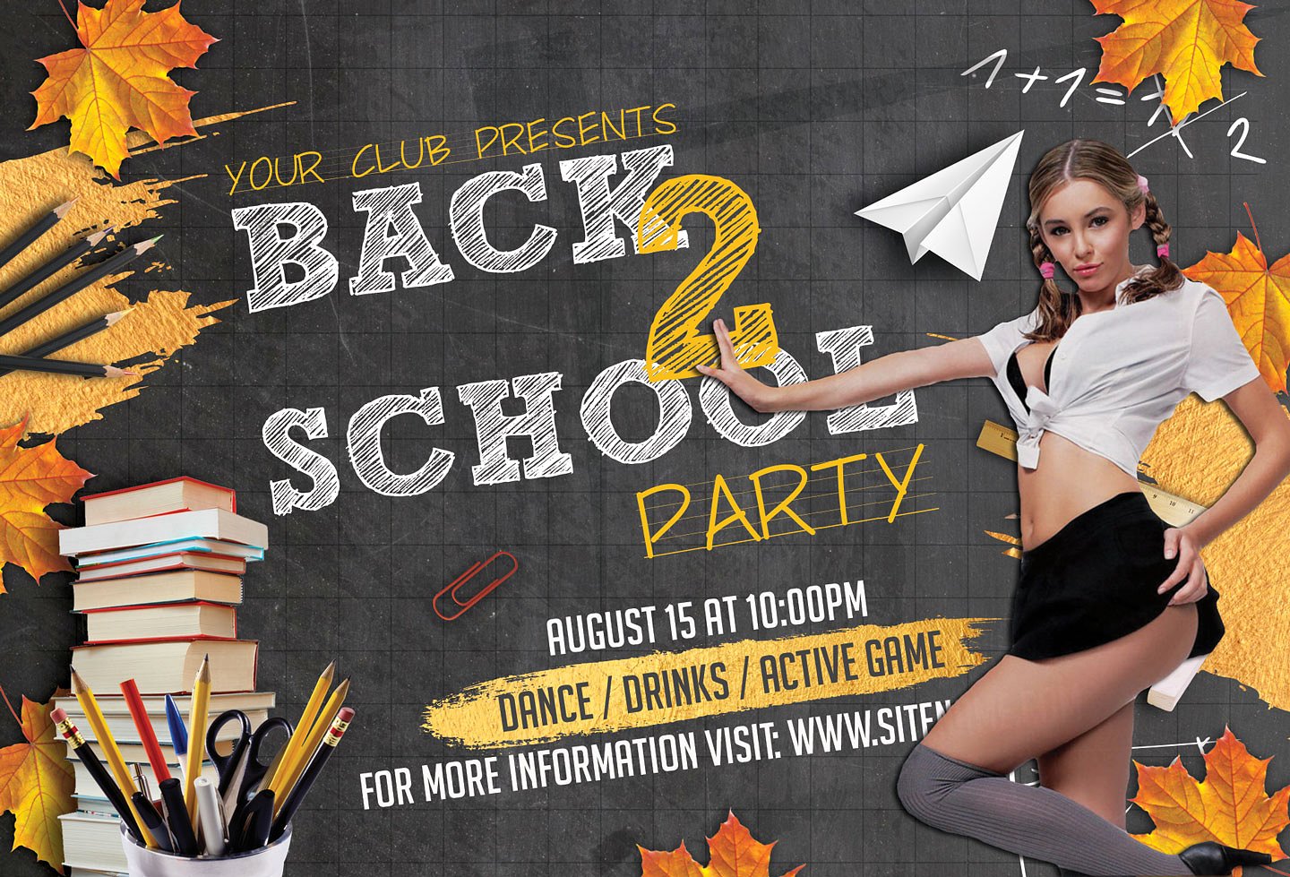 返校派对海报PS模板下载 Back School Party