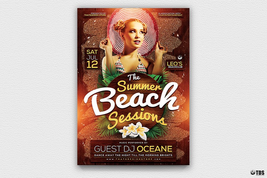 夏天海滩活动海报模板和传单 Summer Beach Fly