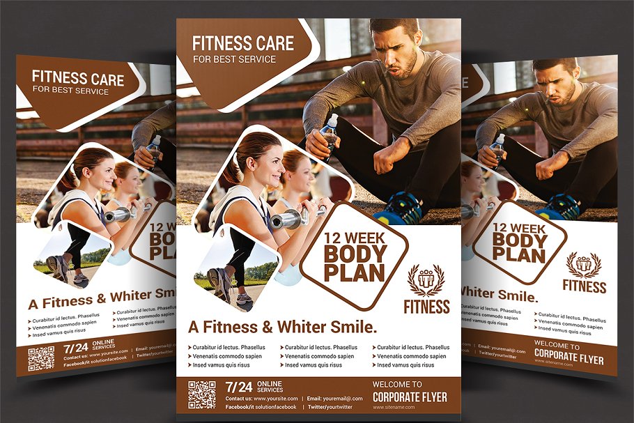 健身宣传单模板 Fitness Flyer #129578