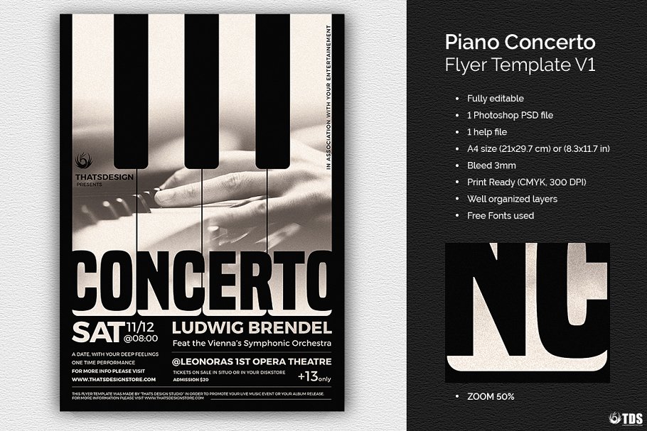 钢琴主题海报模板 Piano Concerto Flyer