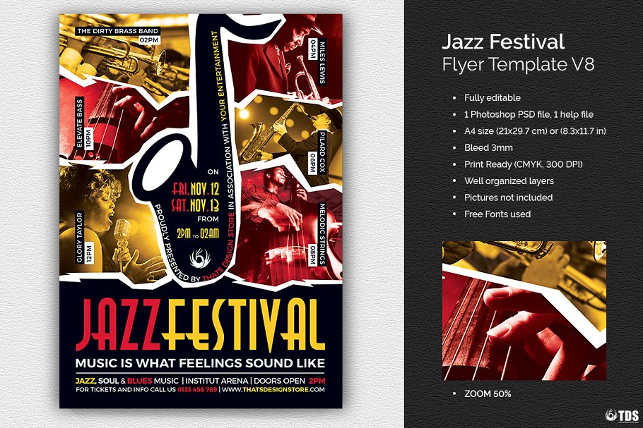 爵士音乐会海报模板 Jazz Festival Flyer