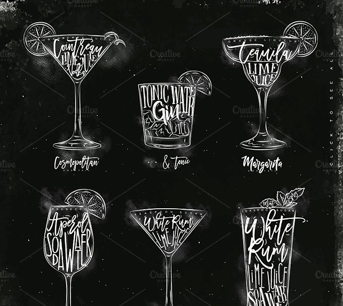 鸡尾酒创意图形 Poster Cocktails #1429