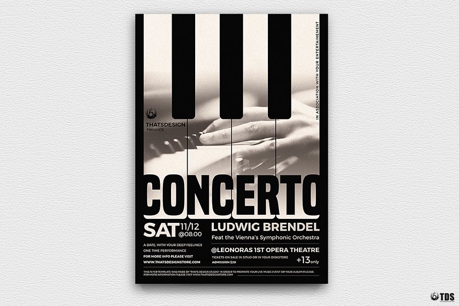 钢琴主题海报模板 Piano Concerto Flyer