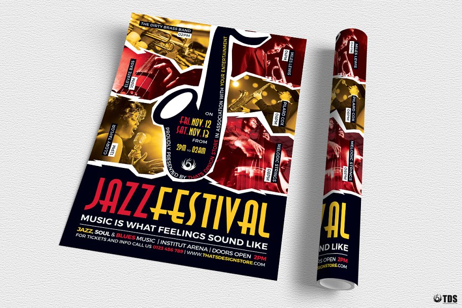 爵士音乐会海报模板 Jazz Festival Flyer