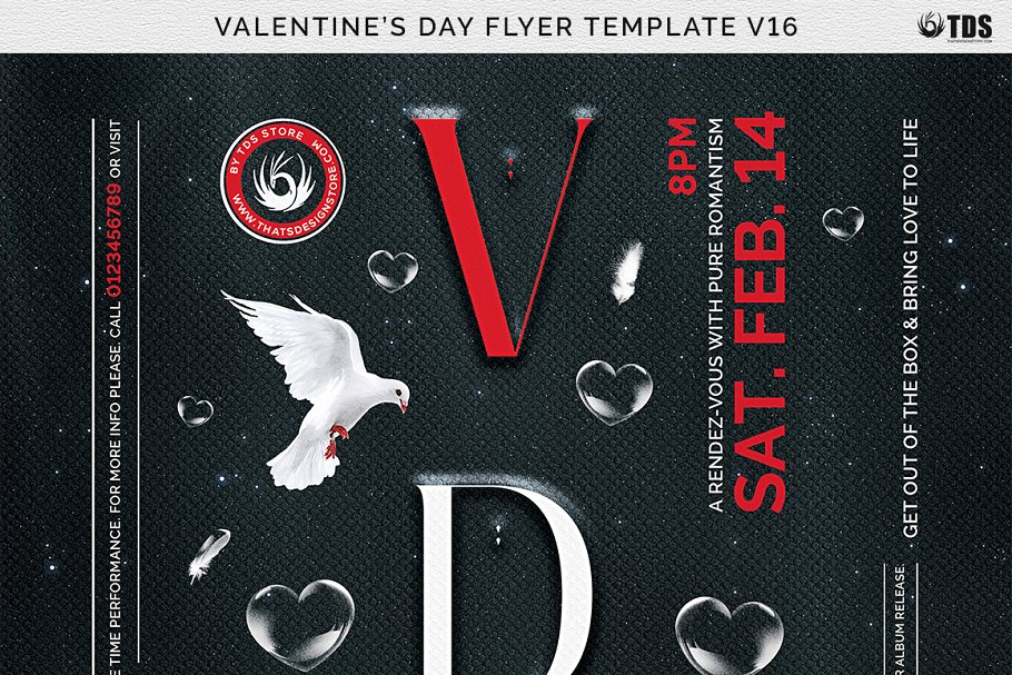 情人节海报PSD模板 Valentines Day Flye