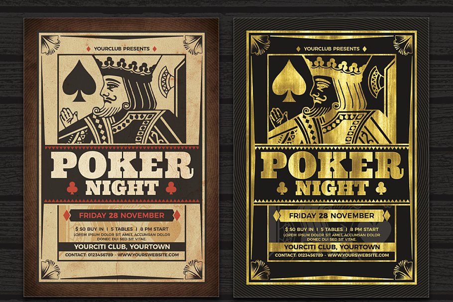 扑克之夜 夜店主题活动海报模板 Poker Night Fl