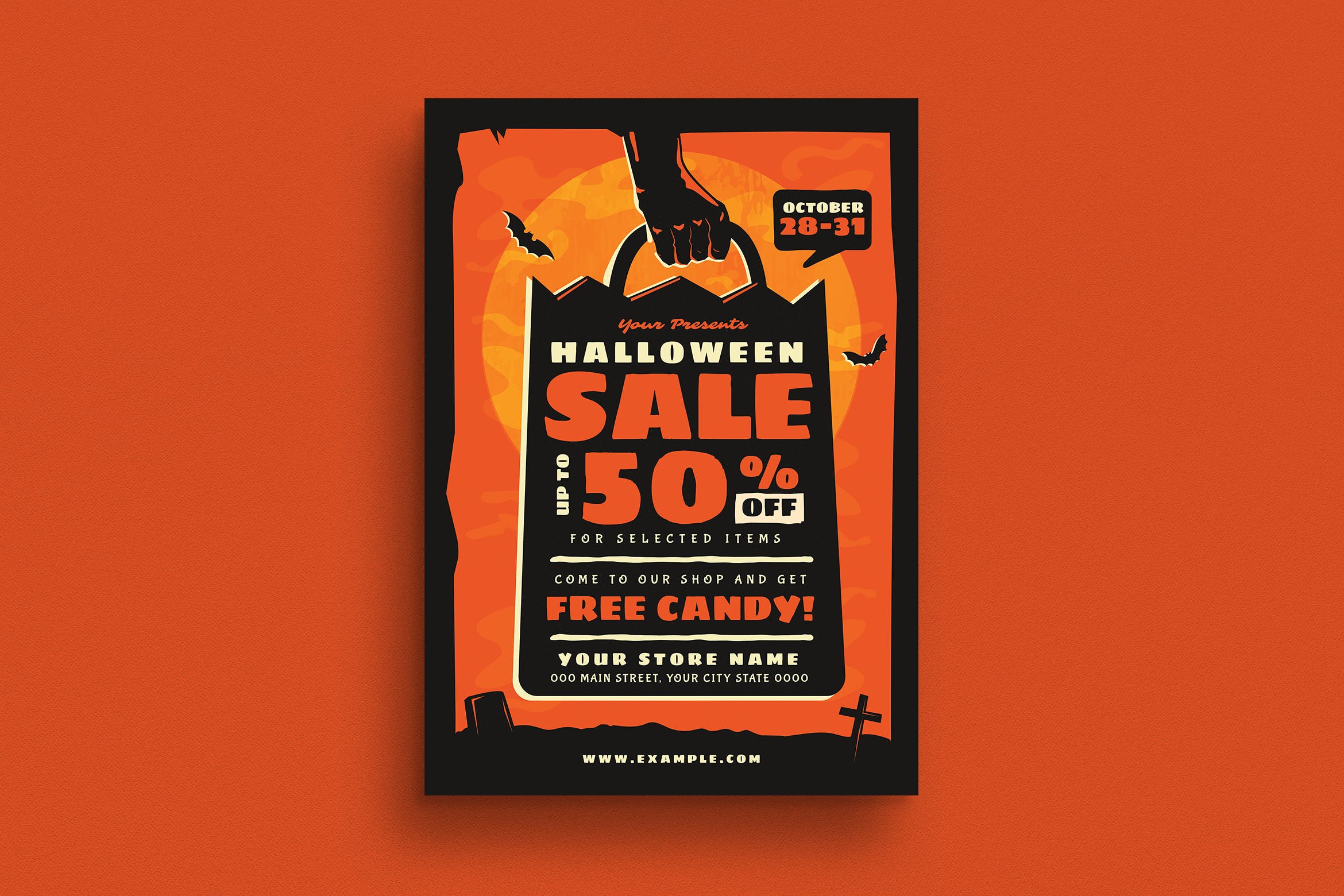 万圣节店铺促销活动海报传单设计模板 Halloween Sa