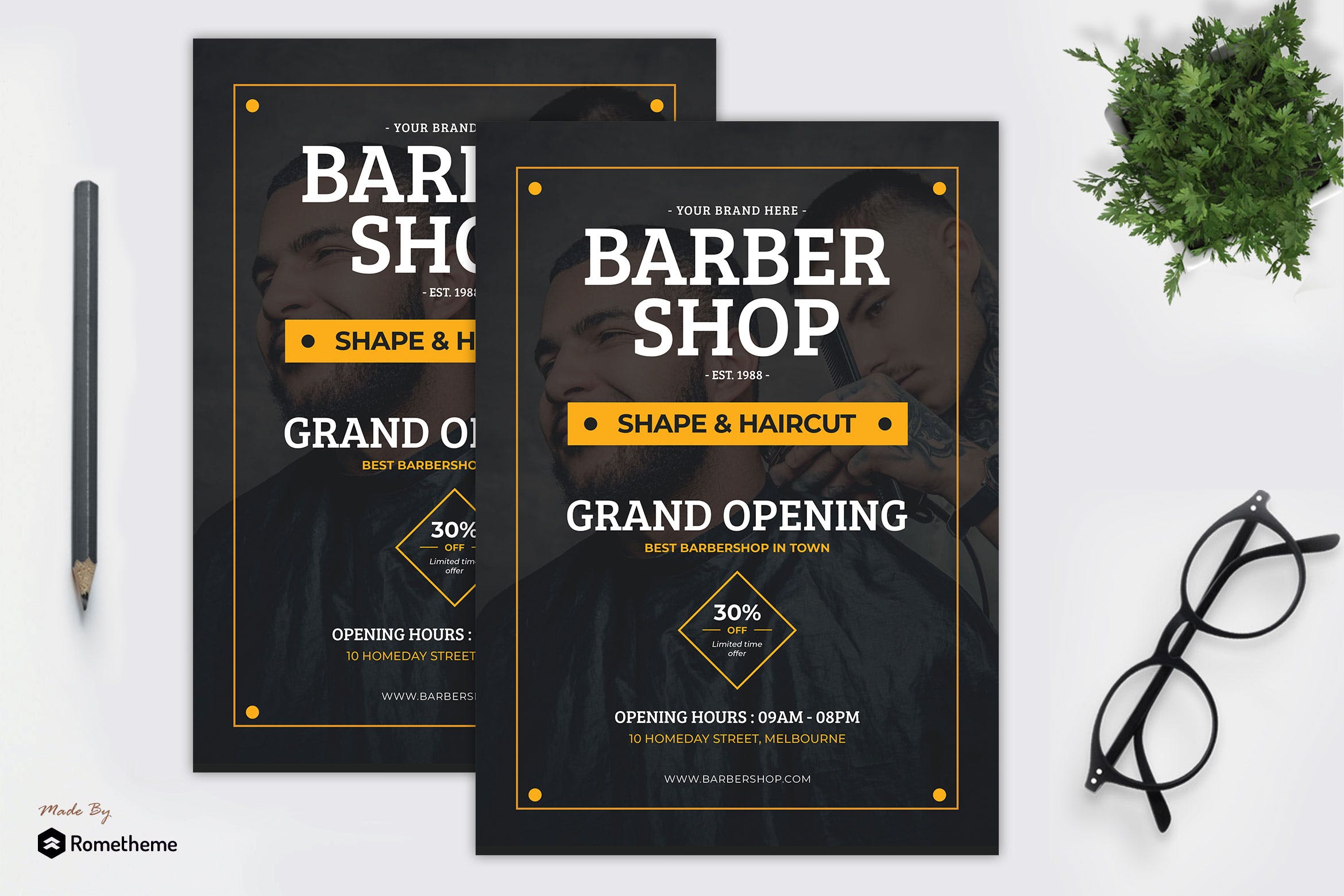 理发店开业活动广告海报传单设计模板 Barbershop –