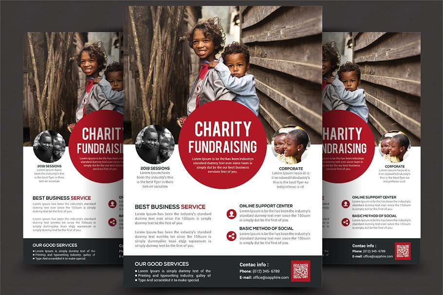 创意的慈善筹款传单模板 Charity Fundraiser