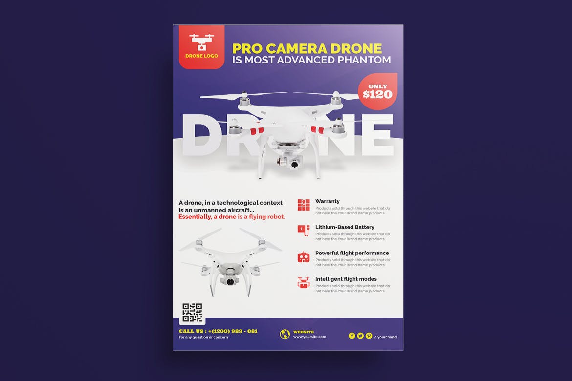 无人机产品展示海报设计模板 Drone Product Sh