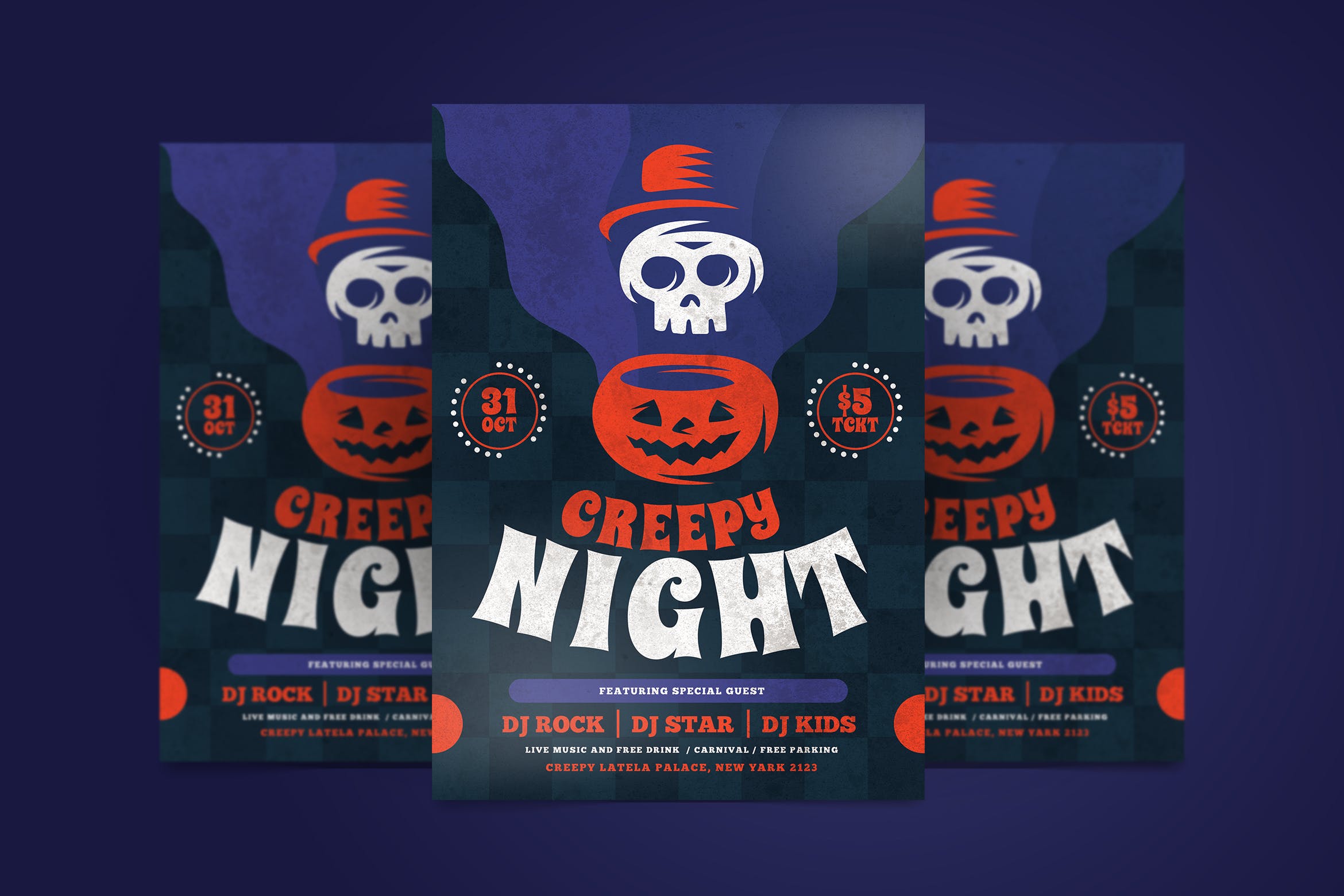 万圣节恐怖之夜节日活动海报设计模板 Halloween Fl