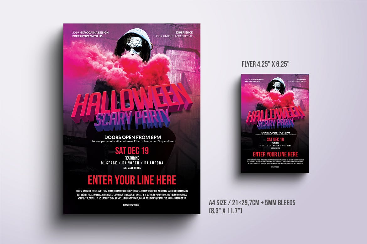 万圣节DJ音乐派对活动传单海报设计模板 Halloween
