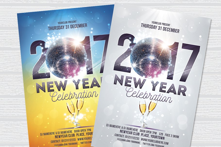 新年派对海报传单模板 New Year Celebratio