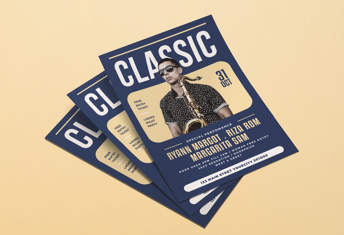经典音乐会音乐派对海报传单设计模板 Classic Musi