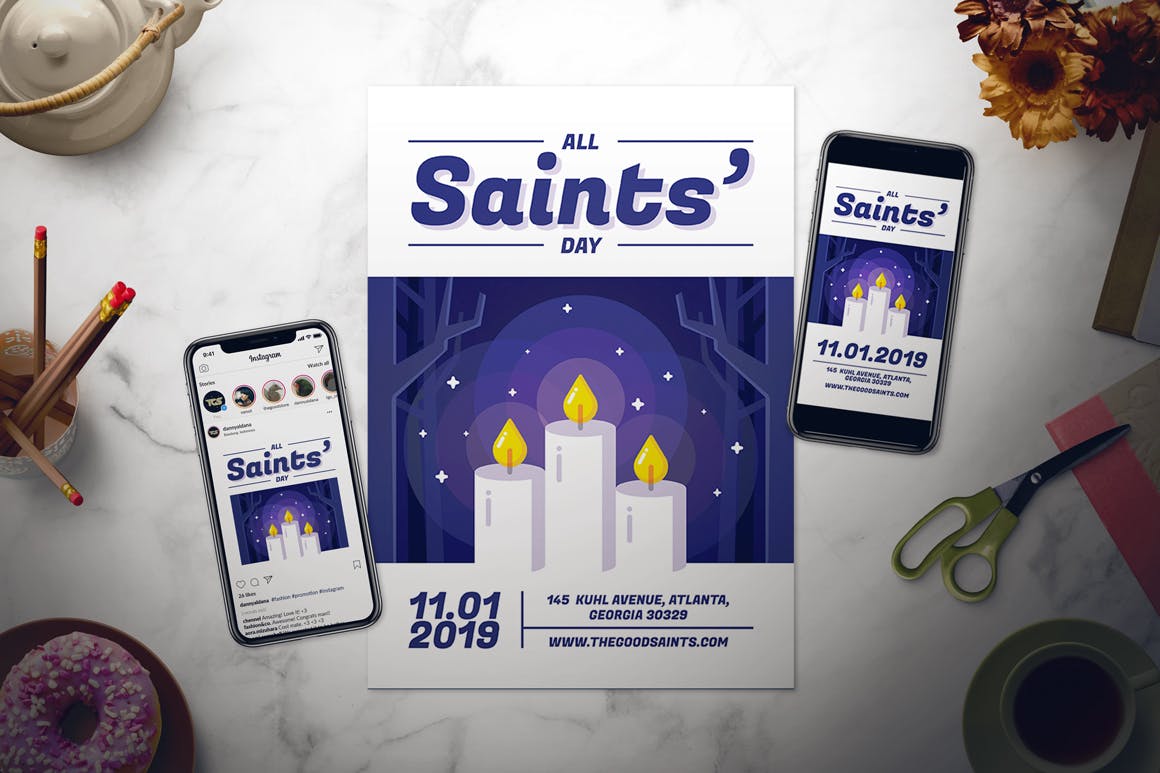 2019年万圣节主题活动海报设计模板 All Saints’