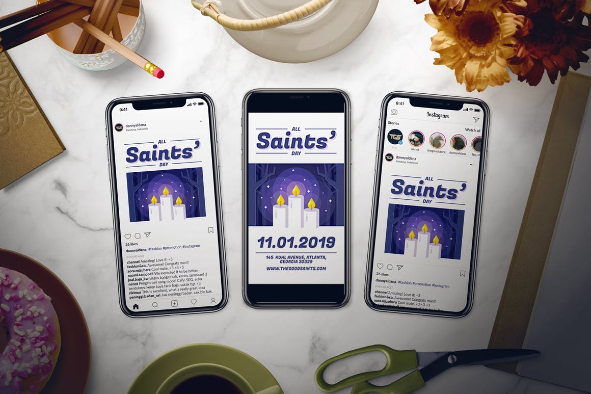 2019年万圣节主题活动海报设计模板 All Saints’