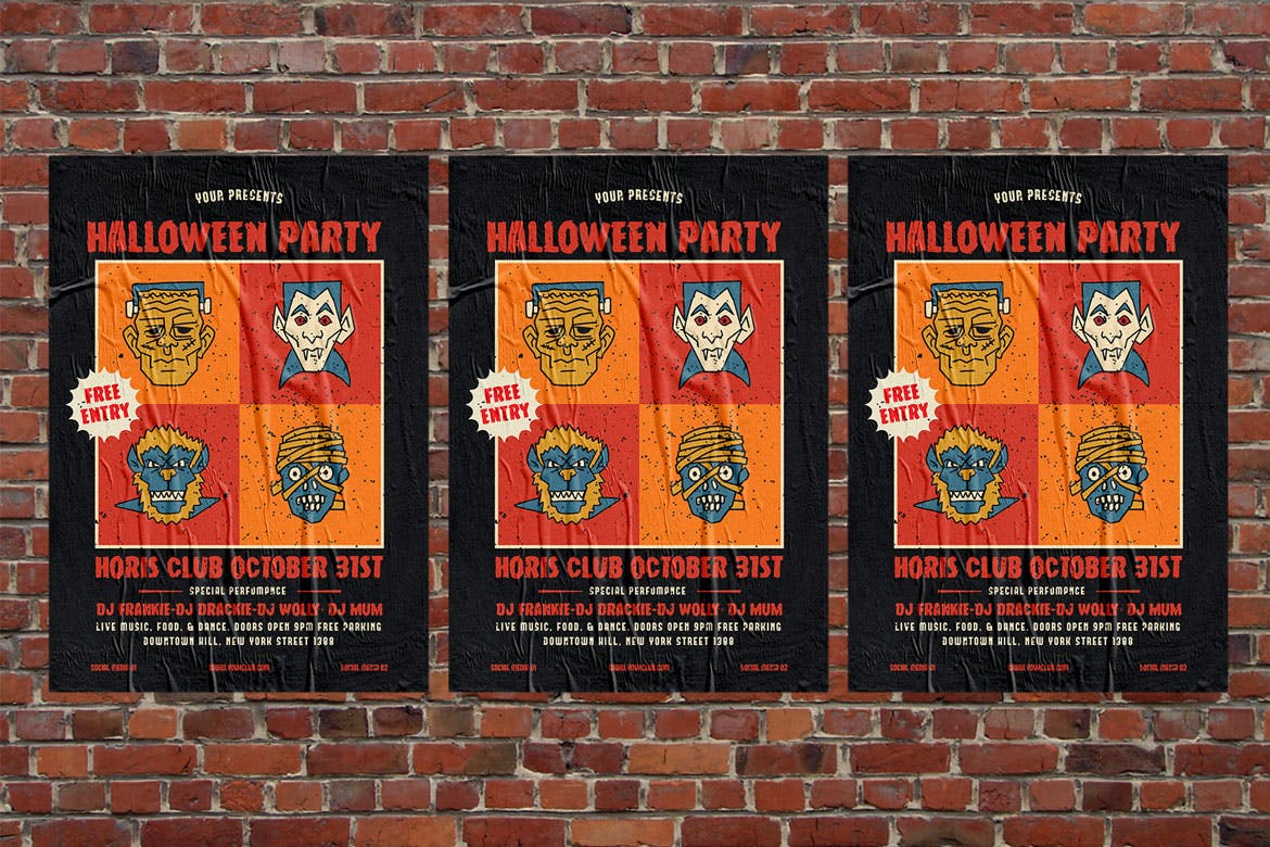 万圣节主题派对活动海报设计模板 Halloween Part