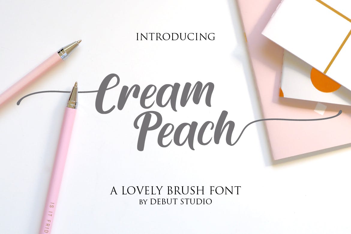 可爱设计风格平面设计英文书法字体下载 Cream Peach