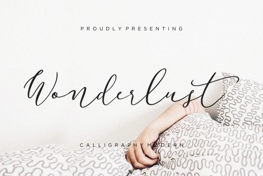 现代优雅英文钢笔书法字体 Wonderlust Callig
