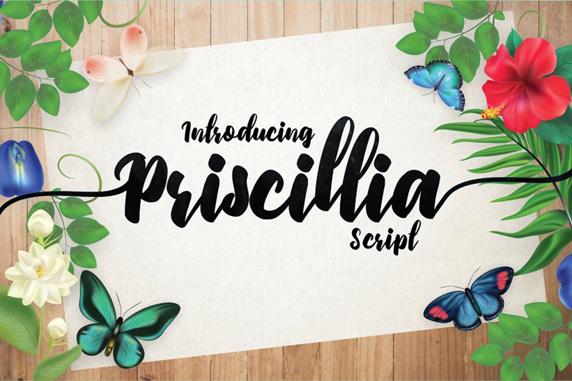 可爱毛笔手绘英文笔刷艺术字体下载 Priscillia Sc