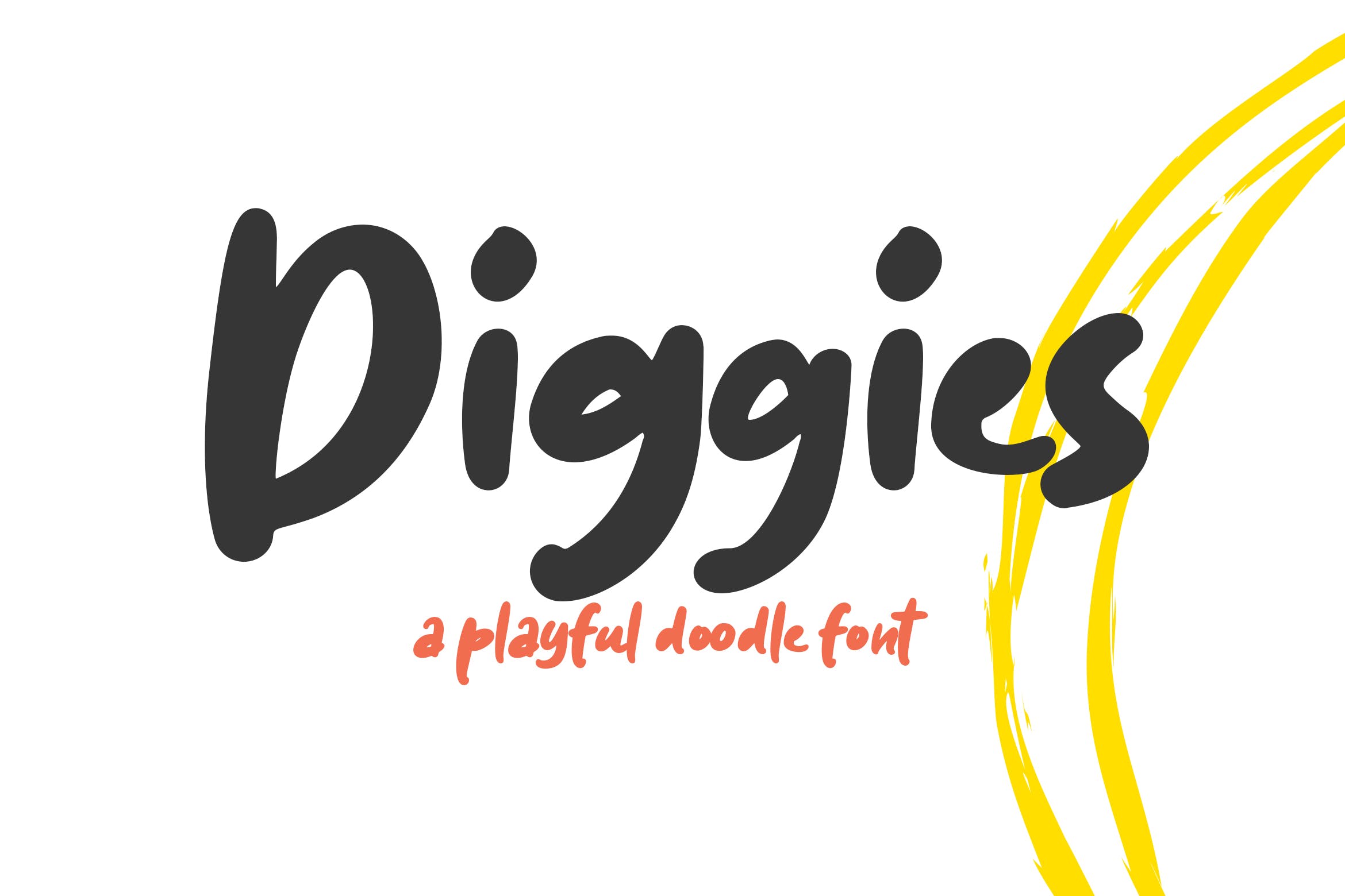 涂鸦风格装饰字体设计英文书法字体 Diggies – A P