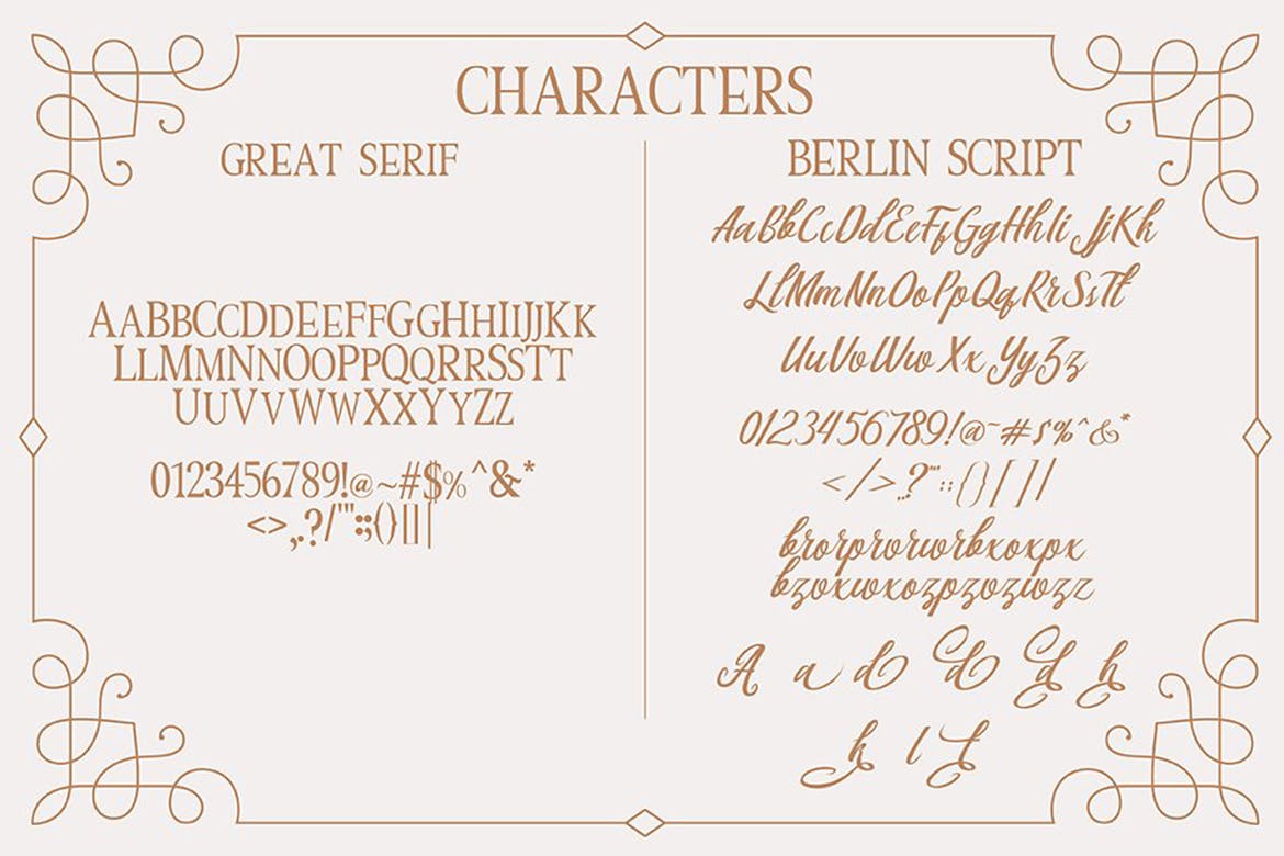 笔刷手写英文字体设计&版式设计衬线字体 Berlin