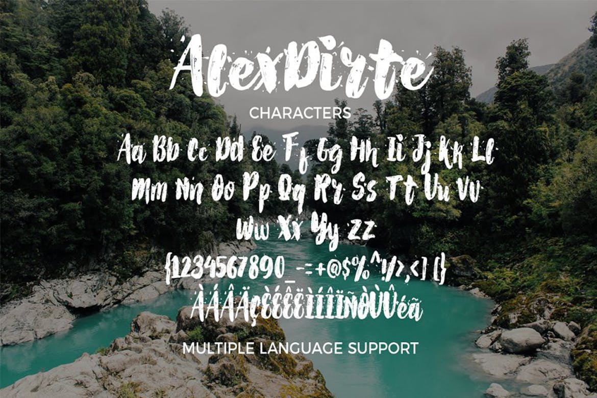 斑点脏纹理英文粗体笔刷艺术字体 Alexdirte Brus