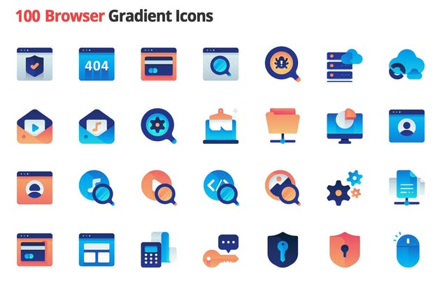 100枚浏览器主题渐变矢量图标 Browser Gradie