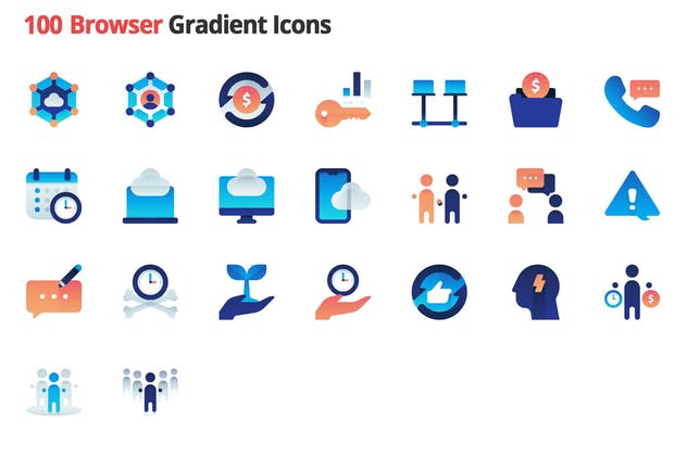 100枚浏览器主题渐变矢量图标 Browser Gradie