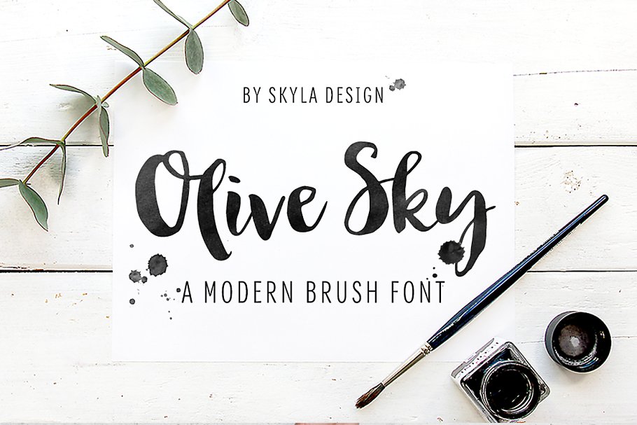 现代手写书法英文字体 Olive Sky, Modern b