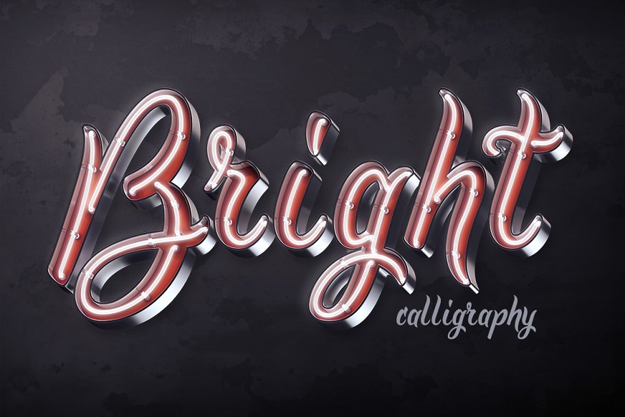 3D效果超级PSD字体 3d script Bright c