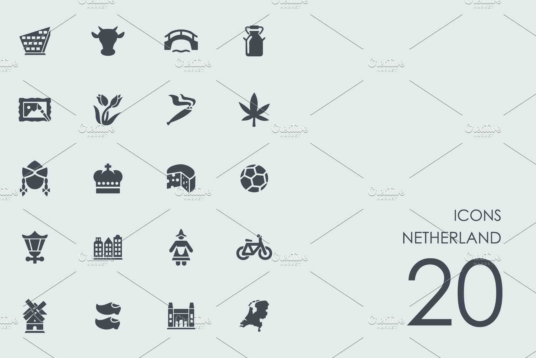 荷兰地标荷兰元素图标 Netherland icons