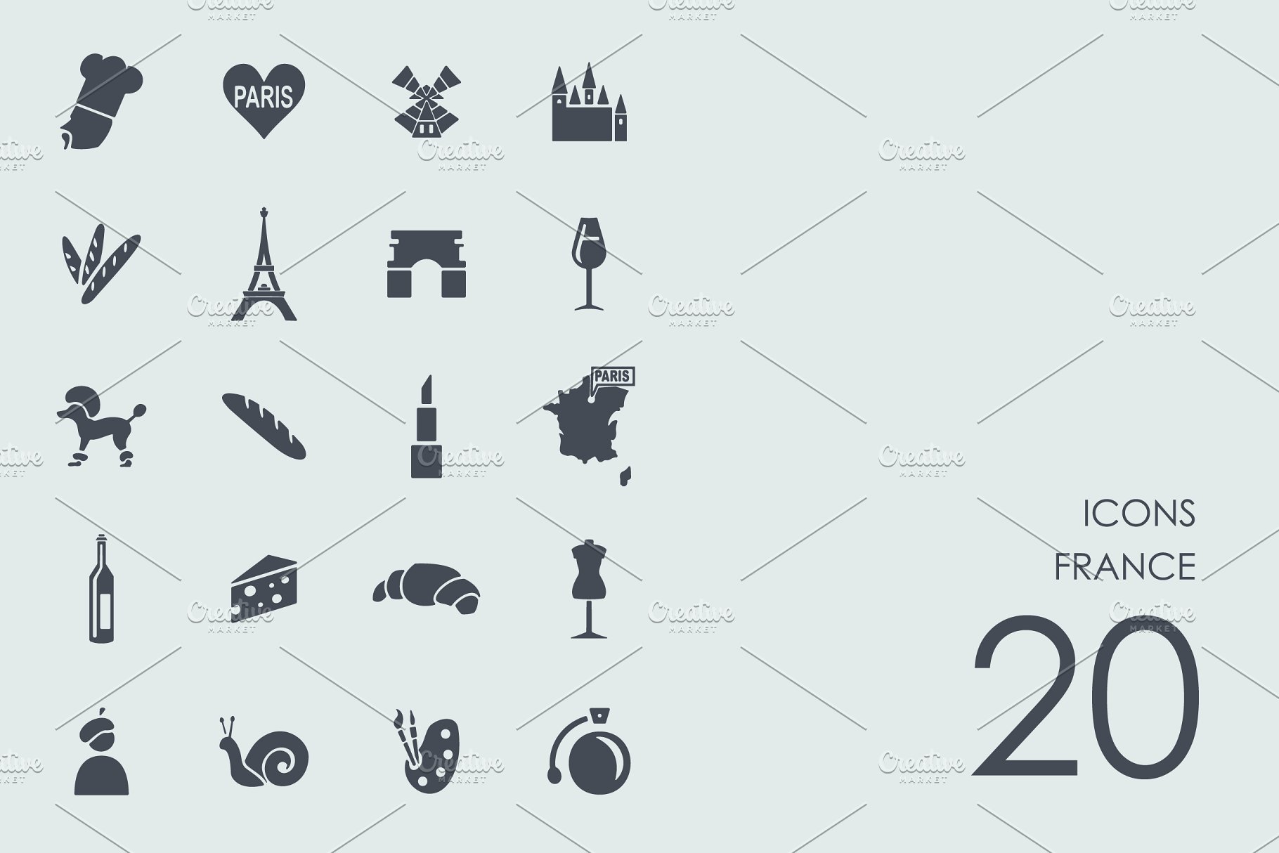 法国地标法国元素图标 France icons