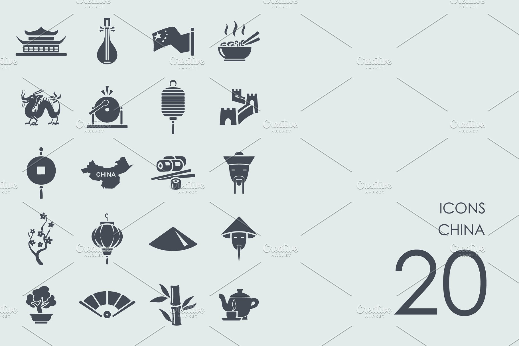 中国民族元素图标素材 China icons
