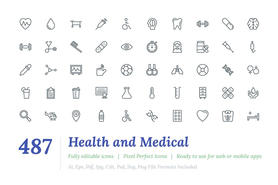 健康和医疗线型图标 487 Health and Medic